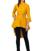 PAVONINE Mustard Color High-Low Midi