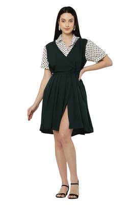 PAVONINE Bottle Green Color Shirt Style Contrast Midi 1
