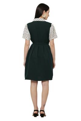 PAVONINE Bottle Green Color Shirt Style Contrast Midi 2