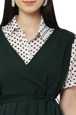 PAVONINE Bottle Green Color Shirt Style Contrast Midi 3