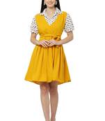 PAVONINE Mustard Color Shirt Style Contrast Midi