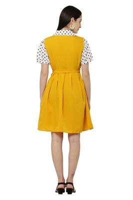 PAVONINE Mustard Color Shirt Style Contrast Midi 2