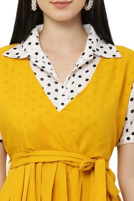 PAVONINE Mustard Color Shirt Style Contrast Midi 3