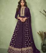 Purple embroidered faux georgette salwar