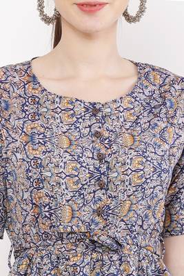 PAVONINE Grey Color Flower Micro Print Dress 3
