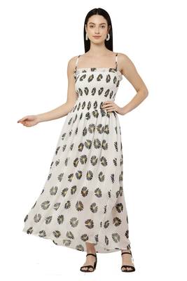 PAVONINE Peach Color Flower Printed Lace Bottom Dress 1