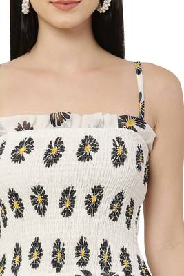 PAVONINE Peach Color Flower Printed Lace Bottom Dress 3