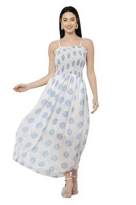 PAVONINE Pink Color Flower Printed Lace Bottom Dress 1