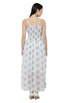 PAVONINE Pink Color Flower Printed Lace Bottom Dress 2