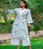 cotton-hand-block-print-kurta-set-white-blue-floral