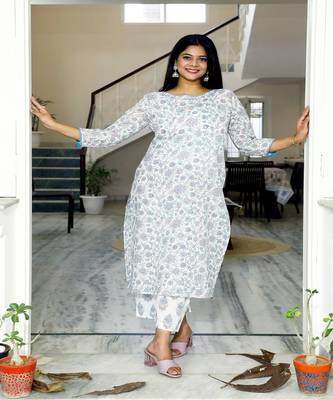 cotton-hand-block-print-white-pink-blue-kurta-set 1