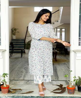 cotton-hand-block-print-white-pink-blue-kurta-set 2