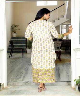 cotton-hand-block-print-white-yellow-green-kurta-set 5