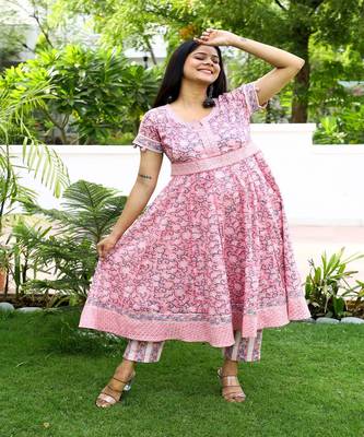 hand-block-print-anarkali-set-pink-floral-design 5