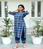 cotton-hand-block-print-blue-red-kurta-set