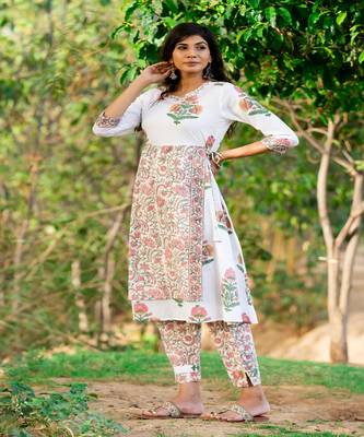 cotton-white-and-pink-hand-block-print-kurta-set 5