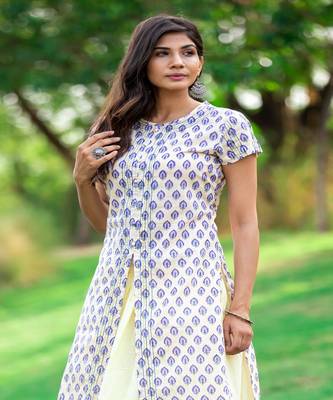 hand-block-print-yellow-blue-kurta-and-skirt-set 4