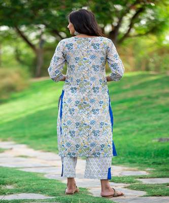 blue-white-cotton-hand-block-printed-kurta-set 2