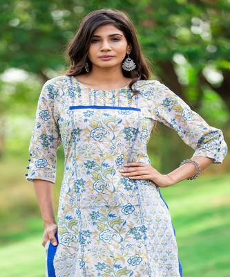 blue-white-cotton-hand-block-printed-kurta-set 4