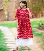 cotton-red-white-hand-block-kurta-set