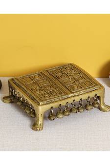 eCraftIndia Brass Traditional Pooja Chowki with Bells