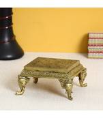 eCraftIndia Brass Traditional Pooja Chowki with Swastik