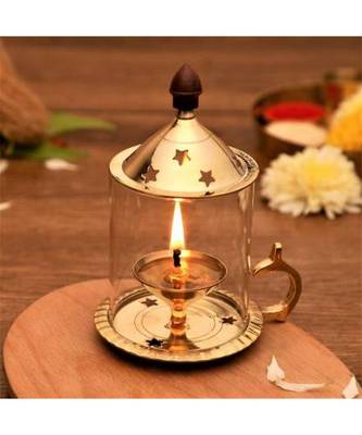 Gold Copper Cutwork Temple Diya 1