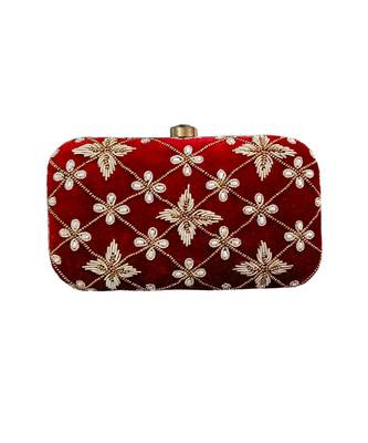 Maroon Floral Hand Embroidered Clutch 4