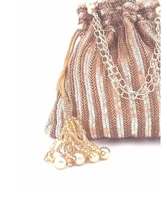 Antique Gold Sequins Hand Embroidered Potli 4