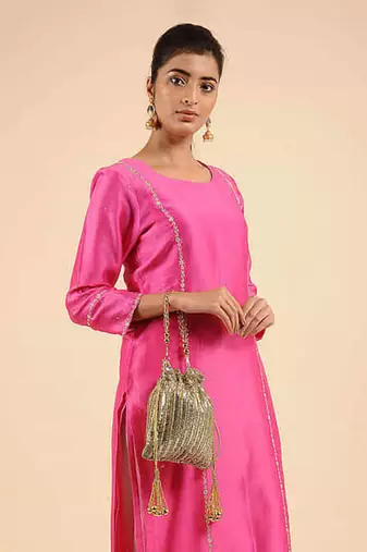 Gold Sequins Hand Embroidered Potli