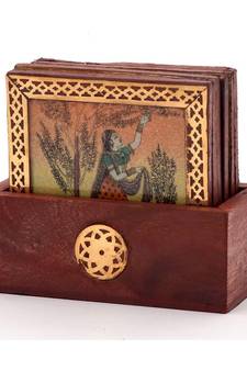 Gemstone Painting Pure Brass Tea Coasters Gift 112