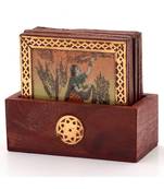 Gemstone Painting Pure Brass Tea Coasters Gift 112