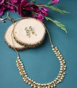 Kundan Turquoise Gold Plated Semi Precious Stone Elegant Designer Necklace Set For Women And Girl