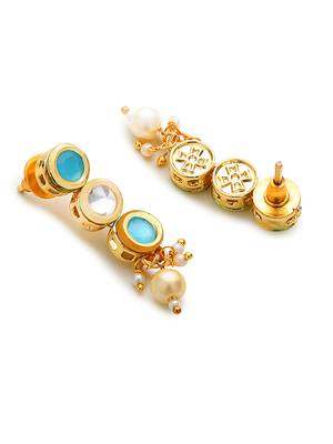 Kundan Turquoise Gold Plated Semi Precious Stone Elegant Designer Necklace Set For Women And Girl 5