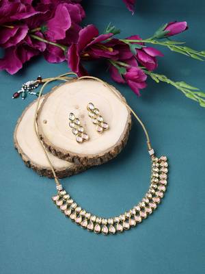 Kundan Gold Plated Pink Royal Designer Elegant Necklace Set 1