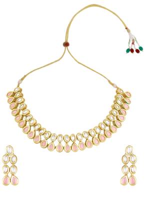 Kundan Gold Plated Pink Royal Designer Elegant Necklace Set 3