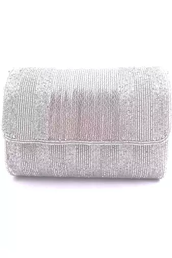 Silver Flapover Clutch