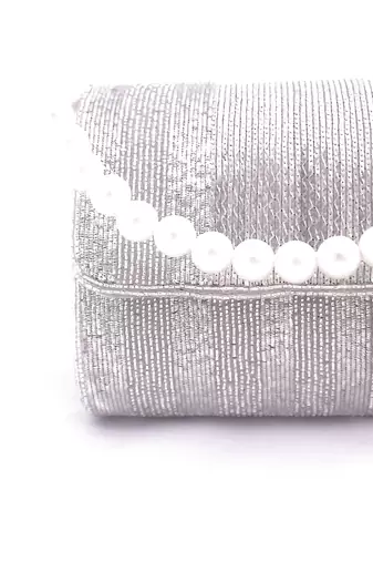 Silver Flapover Clutch