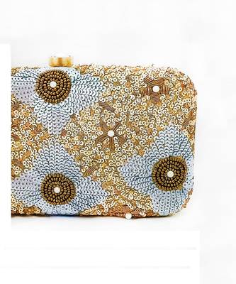 Shimmer Flower Hand Embroidered Clutch 4