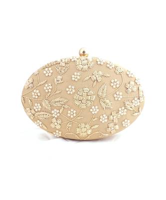 Oval Dabka Hand Embroidered Clutch 4