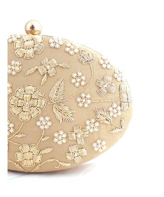 Oval Dabka Hand Embroidered Clutch 5