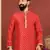 Men Red Dupion Silk Khari Printed Kurta Churidar Set