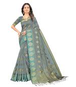 Grey woven organza saree with blouse