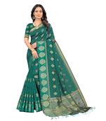 Green woven organza saree with blouse