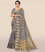 Grey woven organza saree with blouse