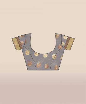 Grey woven organza saree with blouse 5