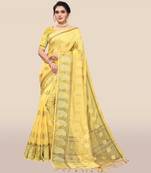 Cream woven organza saree with blouse