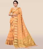 Orange woven organza saree with blouse