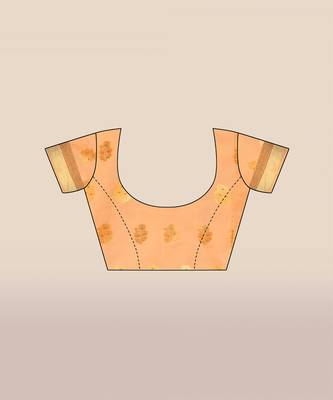 Orange woven organza saree with blouse 5