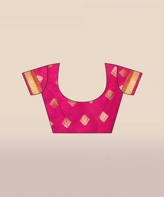 Pink woven organza saree with blouse 5